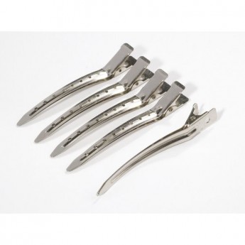 Зажим для волос DEWAL CL239 серебристый одинарный , металл, 8.1см